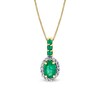Thumbnail Image 1 of Oval Emerald and 1/6 CT. T.W. Diamond Frame Drop Pendant in 14K Gold