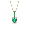 Thumbnail Image 0 of Oval Emerald and 1/6 CT. T.W. Diamond Frame Drop Pendant in 14K Gold