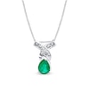 Thumbnail Image 0 of Pear-Shaped Emerald and 1/8 CT. T.W. Diamond Twist Pendant in 14K White Gold