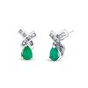 Thumbnail Image 1 of Pear-Shaped Emerald and 1/4 CT. T.W. Diamond Twist Stud Earrings in 14K White Gold
