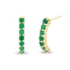 Thumbnail Image 0 of Emerald J-Hoop Earrings in 14K Gold
