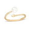 Thumbnail Image 1 of 5.5mm Freshwater Cultured Pearl and Polished Heart Open Wrap Ring in 10K Gold