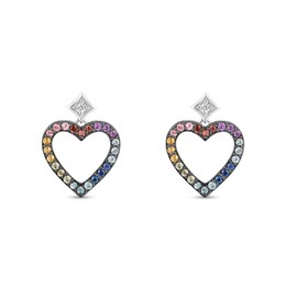 Enchanted Disney Ultimate Princess Celebration Multi-Gemstone and Diamond Accent Heart Drop Earrings in Sterling Silver