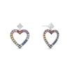 Thumbnail Image 1 of Enchanted Disney Ultimate Princess Celebration Multi-Gemstone and Diamond Accent Heart Drop Earrings in Sterling Silver