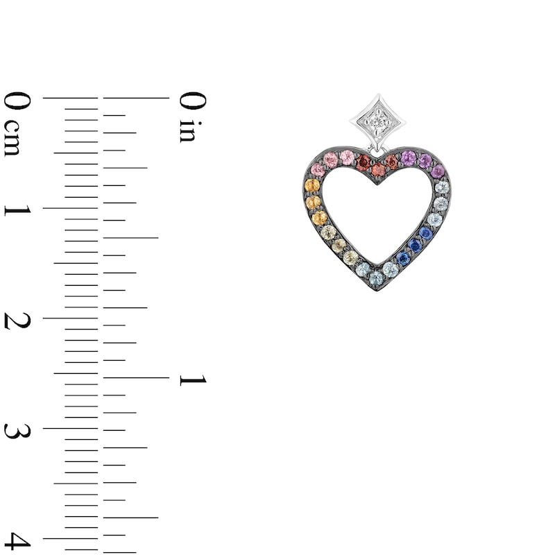 Main Image 3 of Enchanted Disney Ultimate Princess Celebration Multi-Gemstone and Diamond Accent Heart Drop Earrings in Sterling Silver
