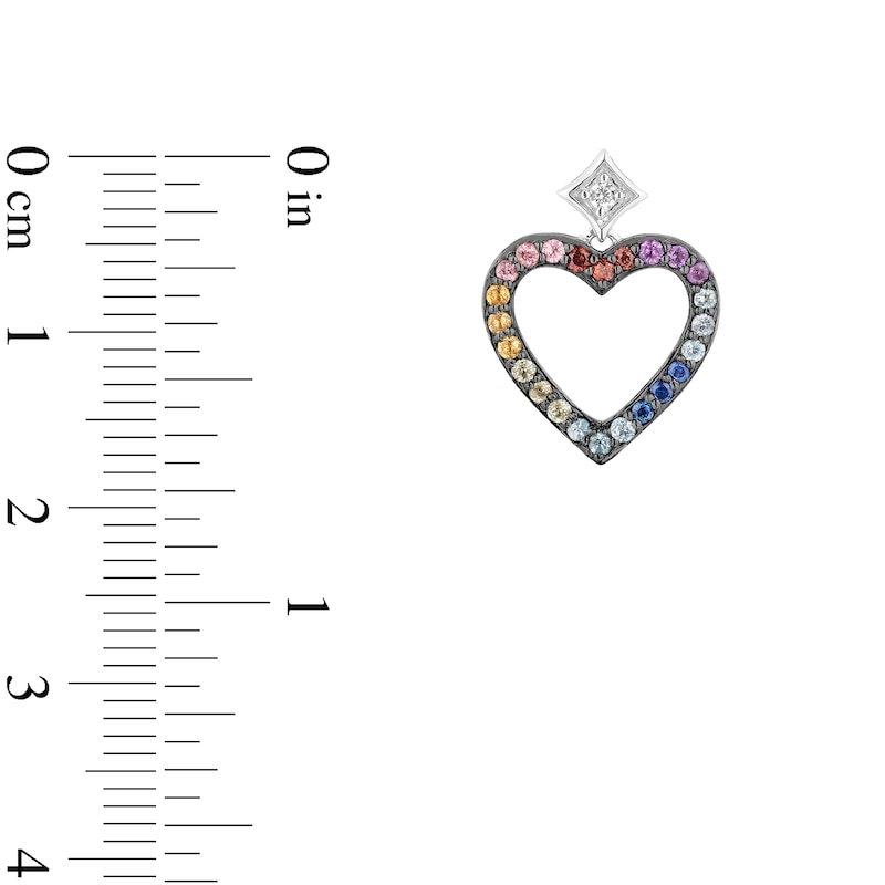 Enchanted Disney Ultimate Princess Celebration Multi-Gemstone and Diamond Accent Heart Drop Earrings in Sterling Silver