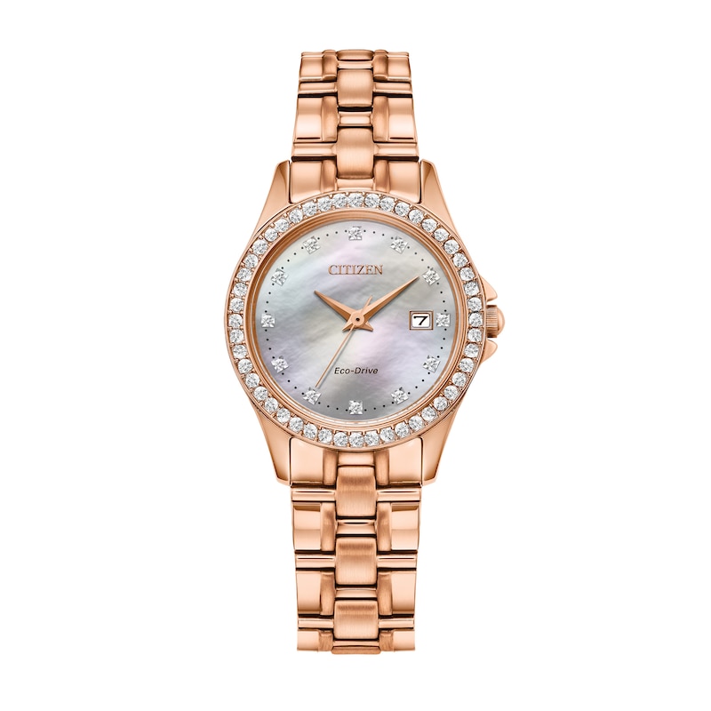 Main Image 2 of Ladies' Citizen Eco-Drive® Silhouette Crystal Accent Rose-Tone Watch and Bangle Bracelet Box Set (Model: EW1847-60Y)