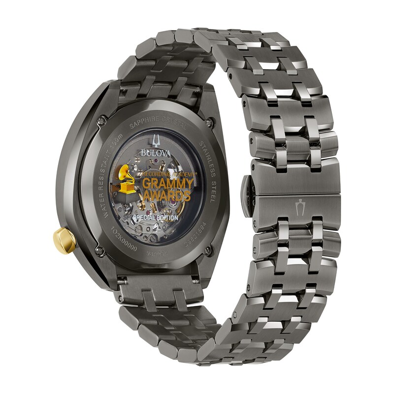 Main Image 3 of Men's Bulova GRAMMY® Gunmetal Grey IP Automatic Watch with Gold-Tone Skeleton Dial (Model: 98A294)