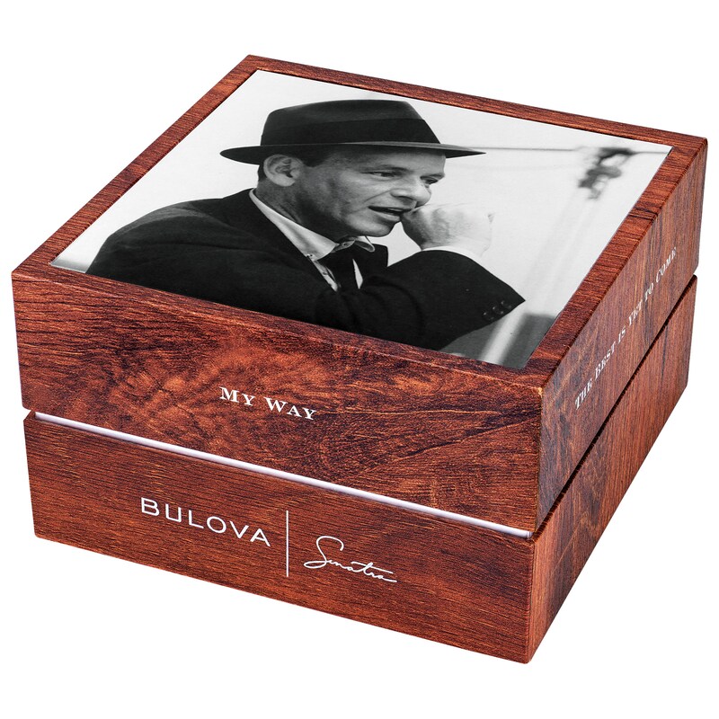 Main Image 4 of Men's Bulova Frank Sinatra 'Summer Wind' Collection Rose-Tone Strap Watch with Grey Dial (Model: 97B206)