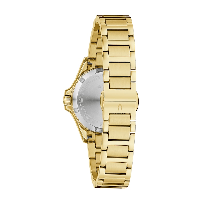 Ladies' Bulova Marine Star 1/10 CT. T.W. Diamond Gold-Tone Watch with Mother-of-Pearl Dial (Model: 98R294)