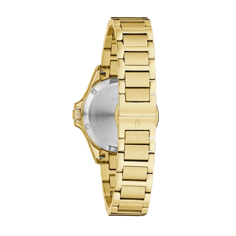 Main Image 3 of Ladies' Bulova Marine Star 1/10 CT. T.W. Diamond Gold-Tone Watch with Mother-of-Pearl Dial (Model: 98R294)