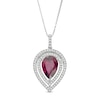 Thumbnail Image 1 of Marilyn Monroe™ Collection Pear-Shaped Rhodolite Garnet and 1/4 CT. T.W. Diamond Double Frame Pendant in 10K White Gold