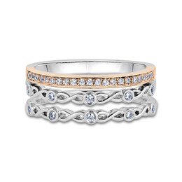 1/5 CT. T.W. Diamond Triple Row Alternating Infinity Loop Anniversary Band in 14K Two-Tone Gold