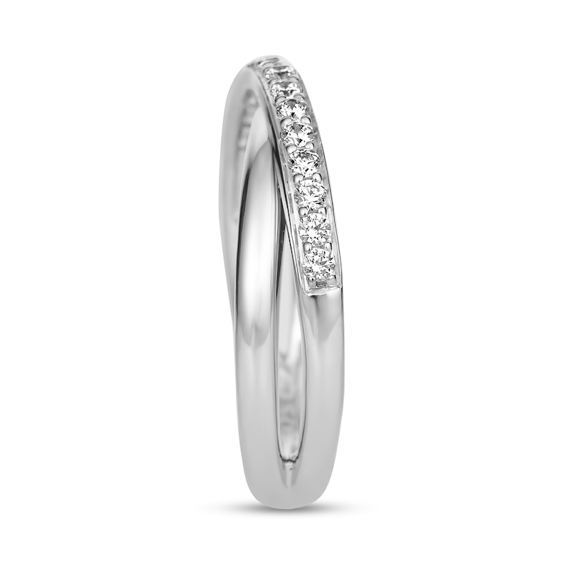 Main Image 2 of 1/4 CT. T.W. Diamond Split Shank Crossover Anniversary Band in 14K White Gold