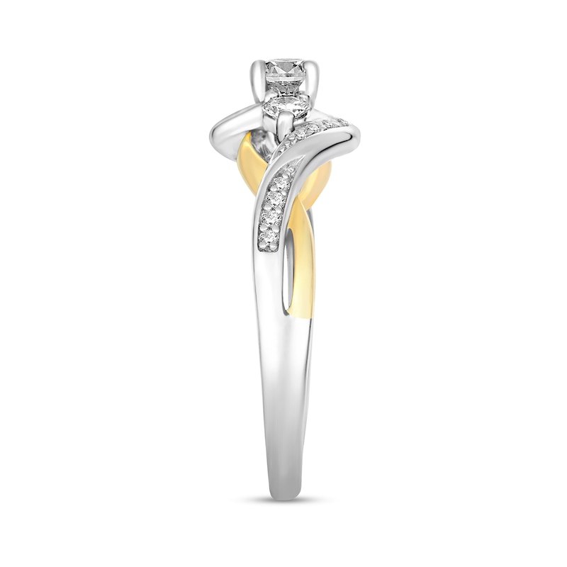 1/2 CT. T.W. Diamond Twist Shank Bypass Engagement Ring in 14K Two-Tone Gold