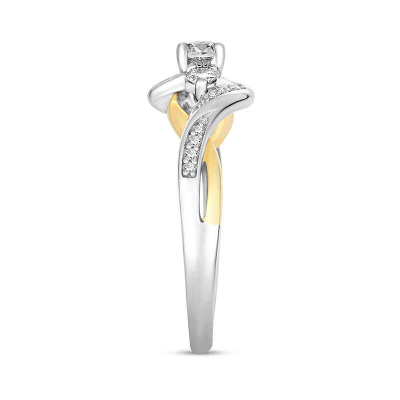 Main Image 2 of 1/2 CT. T.W. Diamond Twist Shank Bypass Engagement Ring in 14K Two-Tone Gold