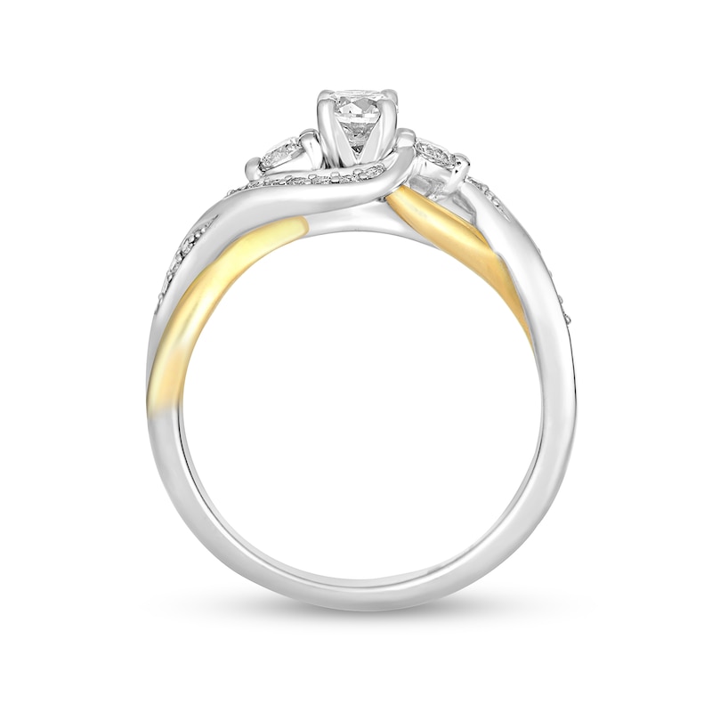 Main Image 3 of 1/2 CT. T.W. Diamond Twist Shank Bypass Engagement Ring in 14K Two-Tone Gold