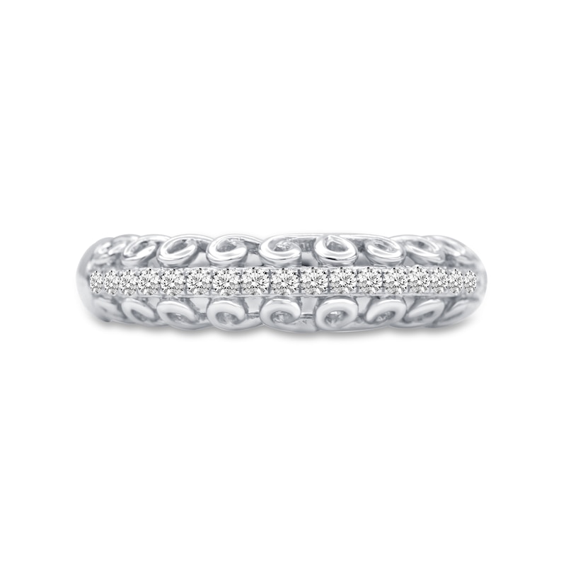 1/4 CT. T.W. Diamond Spiral Vintage-Style Anniversary Band in 10K White Gold