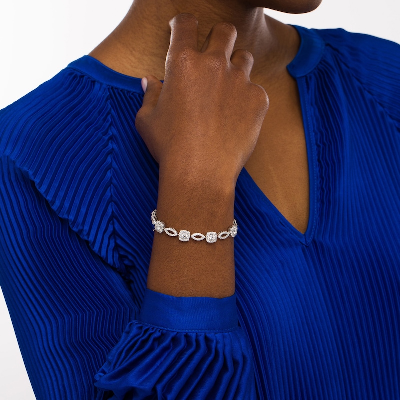 Main Image 2 of 5 CT. T.W. Certified Lab-Grown Diamond Art Deco Bracelet in 14K White Gold (F/SI2) – 7.25"