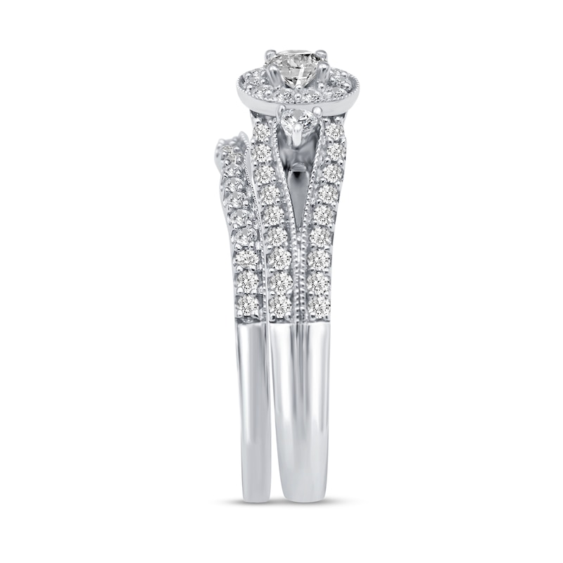 Main Image 2 of 1/2 CT. T.W. Diamond Frame Split Shank Bridal Set in 10K White Gold