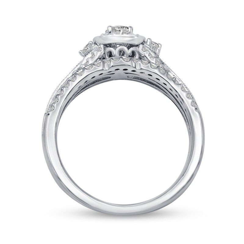 Main Image 3 of 1/2 CT. T.W. Diamond Frame Split Shank Bridal Set in 10K White Gold