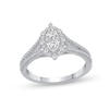 Thumbnail Image 1 of 1/2 CT. T.W. Marquise-Shaped Multi-Diamond Frame Split Shank Engagement Ring in 14K White Gold