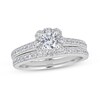 Thumbnail Image 1 of 1 CT. T.W. Diamond Scallop Edge Frame Bridal Set in 14K White Gold