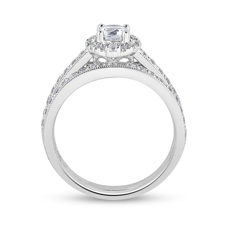 Main Image 3 of 1 CT. T.W. Diamond Scallop Edge Frame Bridal Set in 14K White Gold