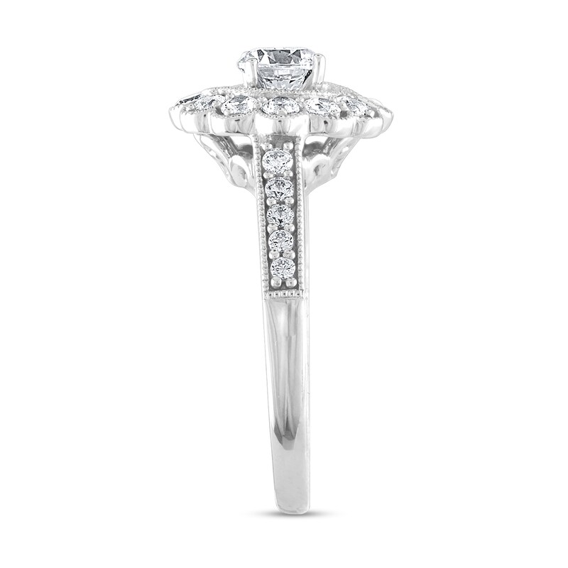 Main Image 2 of 7/8 CT. T.W. Diamond Frame Half-and-Half Engagement Ring in 14K White Gold