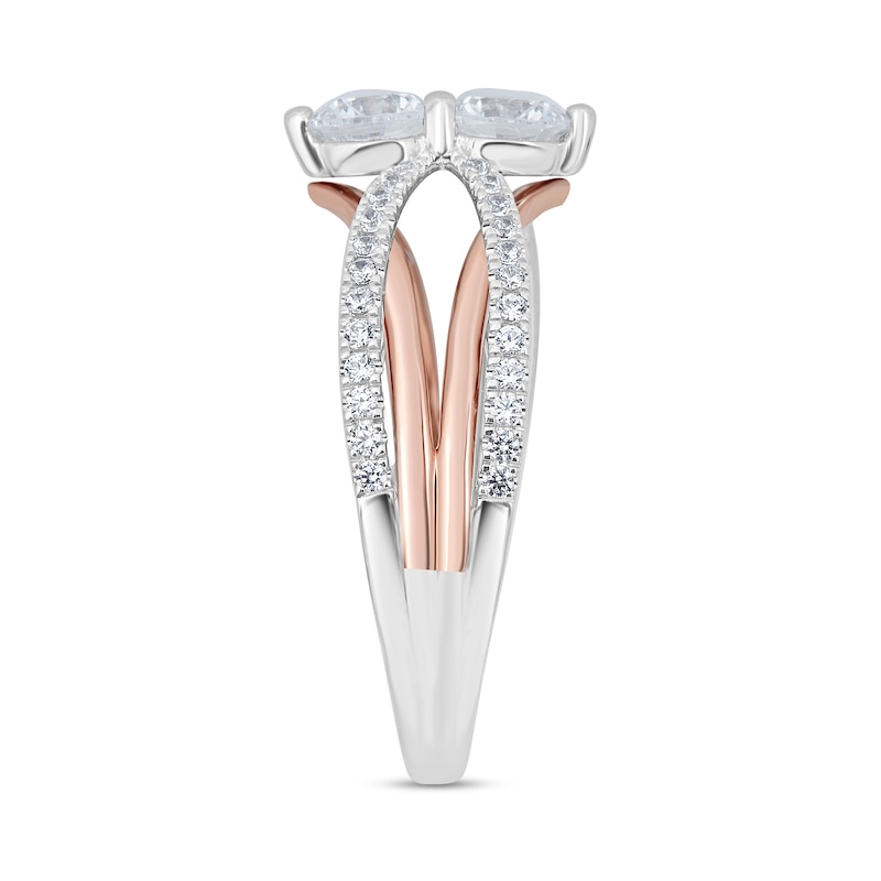 Main Image 2 of 1-1/3 CT. T.W. Diamond Crossover Split Shank Engagement Ring in 14K Two-Tone Gold