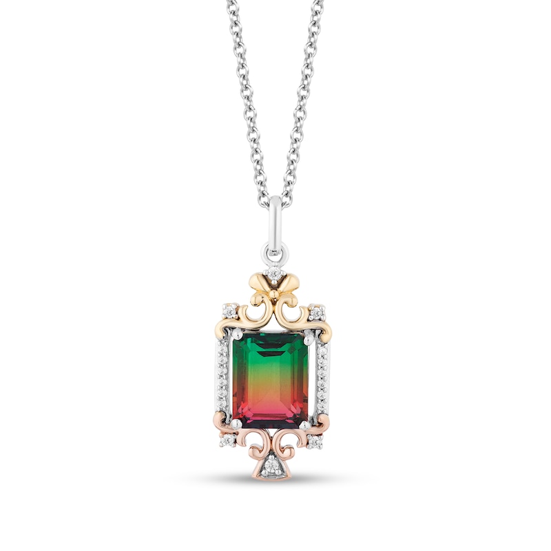 Main Image 1 of Enchanted Disney Cinderella Quartz and 1/10 CT. T.W. Diamond Stepsister Pendant in Sterling Silver and 10K Gold - 19"