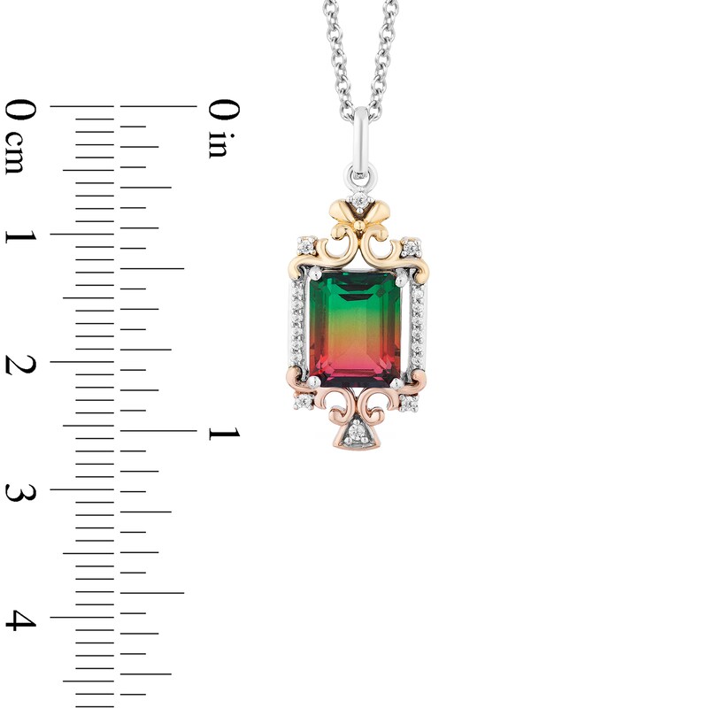 Main Image 3 of Enchanted Disney Cinderella Quartz and 1/10 CT. T.W. Diamond Stepsister Pendant in Sterling Silver and 10K Gold - 19"