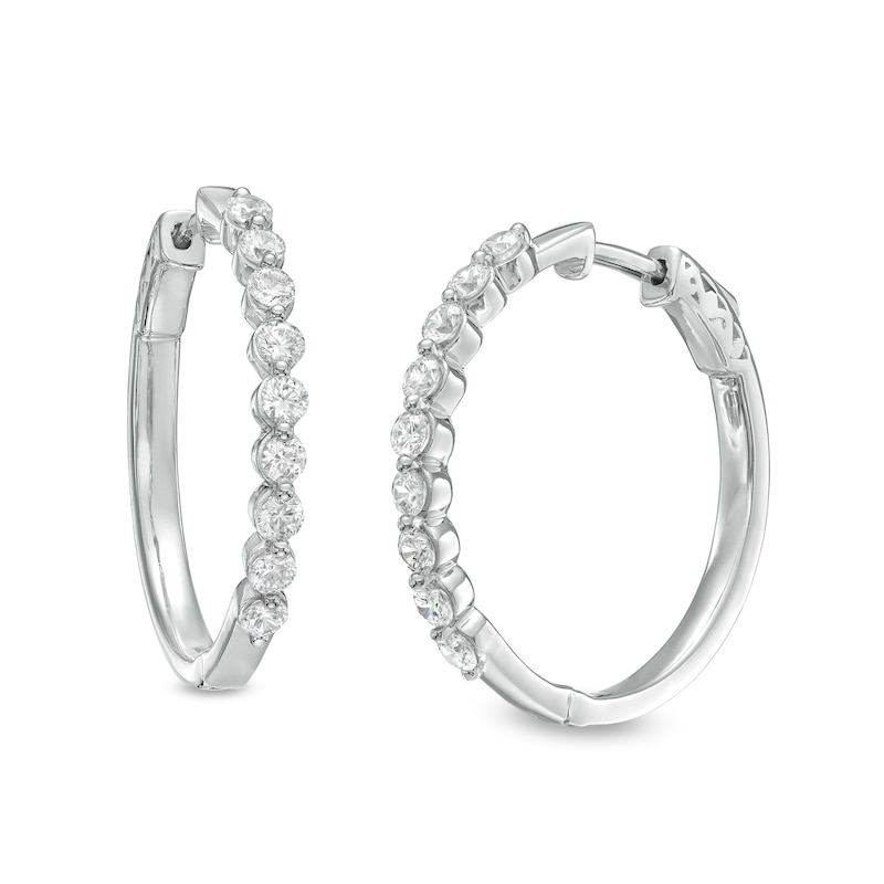 Main Image 1 of 2 CT. T.W. Lab-Grown Diamond Hoop Earrings in 14K White Gold (F/SI2)