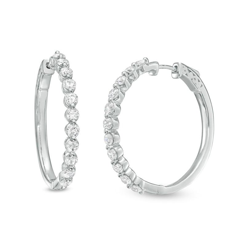 Main Image 1 of 3 CT. T.W. Certified Lab-Grown Diamond Hoop Earrings in 14K White Gold (F/SI2)