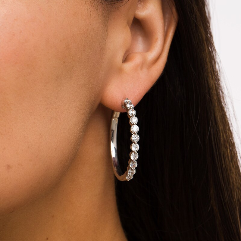 Main Image 2 of 3 CT. T.W. Certified Lab-Grown Diamond Hoop Earrings in 14K White Gold (F/SI2)