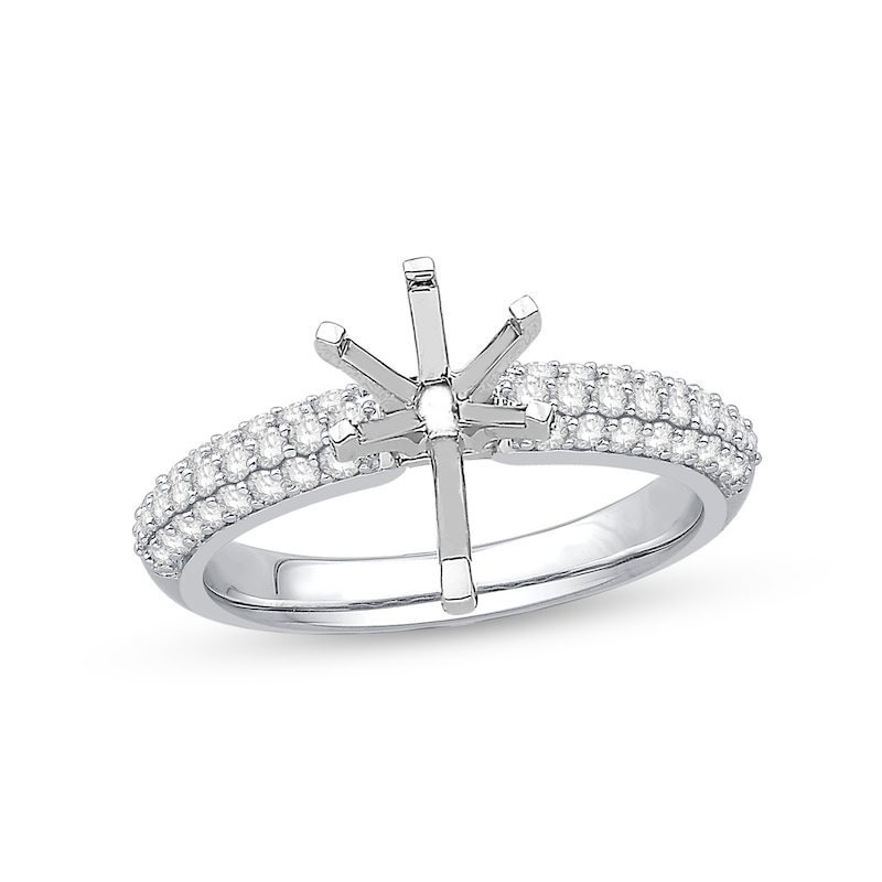 1/2 CT. T.W. Diamond Triple Row Semi-Mount in 14K White Gold