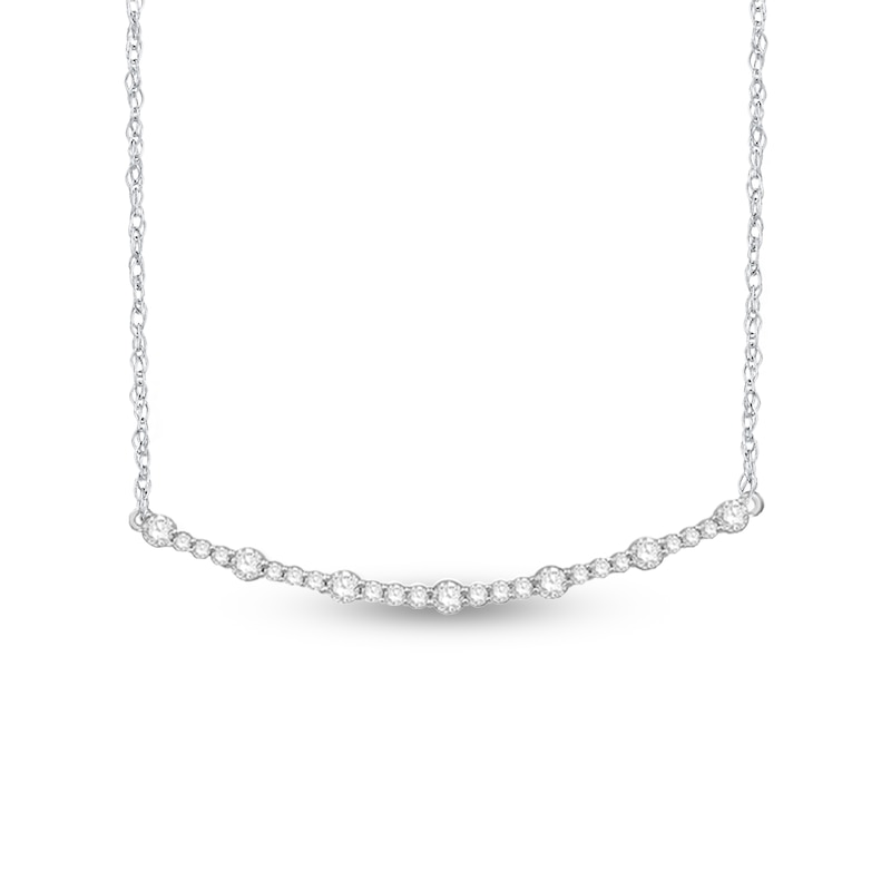 1-1/5 CT. T.W. Diamond Curved Necklace in 14K White Gold | Zales Outlet