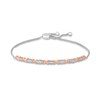 Thumbnail Image 1 of 1/10 CT. T.W. Diamond Alternating Marquise-Shaped and "X" Bolo Bracelet in Sterling Silver and 10K Rose Gold – 9.5"