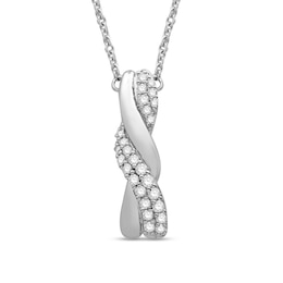 1/6 CT. T.W. Diamond Braid Pendant in 10K White Gold – 19&quot;