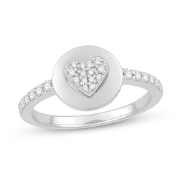 1/4 CT. T.W. Heart-Shaped Multi-Diamond Disc Ring in Sterling Silver