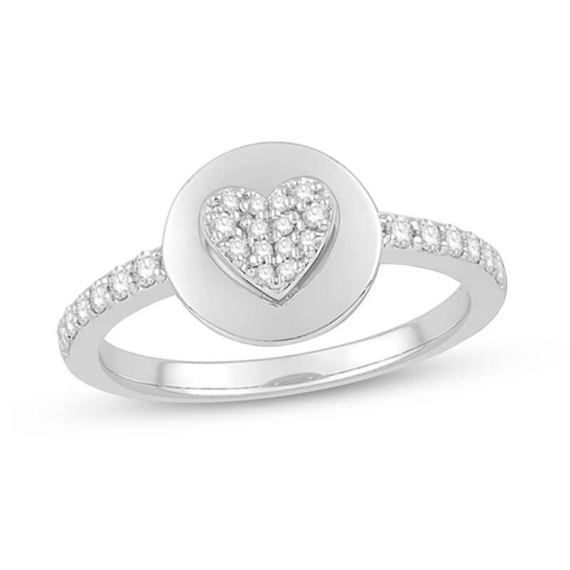 Main Image 1 of 1/4 CT. T.W. Heart-Shaped Multi-Diamond Disc Ring in Sterling Silver