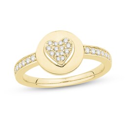 1/5 CT. T.W. Heart-Shaped Multi-Diamond Disc Ring in 10K Gold