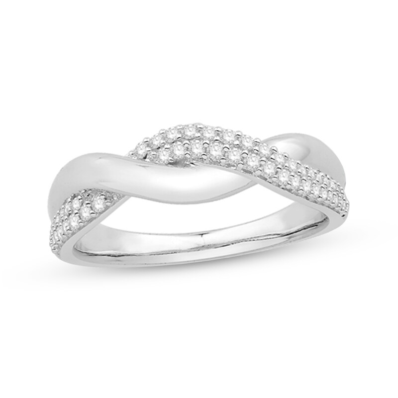 Main Image 1 of 1/4 CT. T.W. Diamond Braid Ring in 10K White Gold