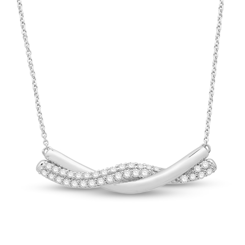 1/2 CT. T.W. Diamond Braid Necklace in 10K White Gold – 19"