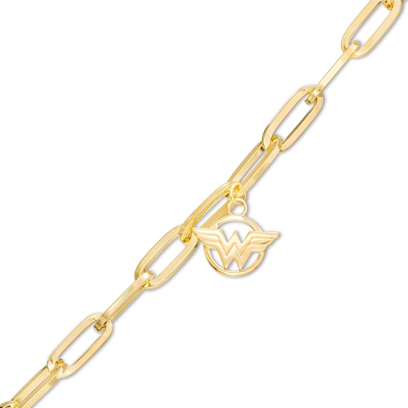 Main Image 1 of Wonder Woman™ Collection Logo Paper Clip Link Bracelet in 10K Gold – 7.5"
