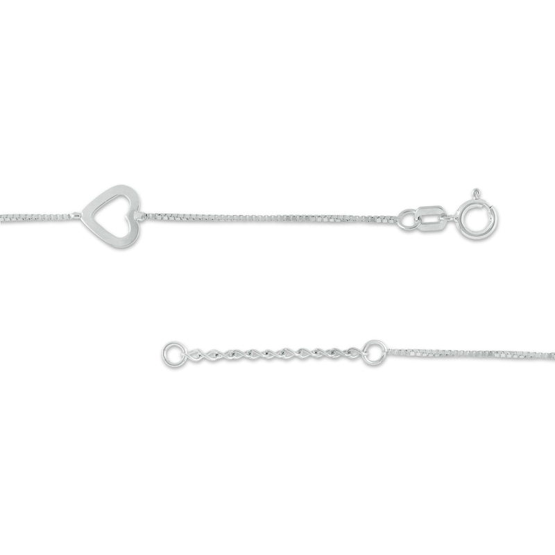 Alternating Hearts Station Anklet in 10K White Gold - 10"