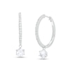 Thumbnail Image 0 of 6.5mm White Lab-Created Sapphire Dangle Lined Hoop Earrings in Sterling Silver