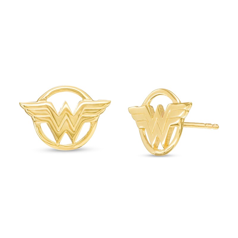Main Image 1 of Wonder Woman™ Collection Logo Stud Earrings in 10K Gold