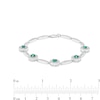 Thumbnail Image 3 of Lab-Created Emerald and White Sapphire Frame Five Stone Station Bracelet in Sterling Silver - 7.25"