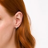 Thumbnail Image 2 of Opal Cross Huggie Hoop Earrings in 10K Gold